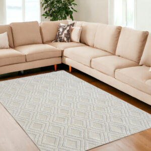 6' X 9' Ivory Geometric Handmade Area Rug