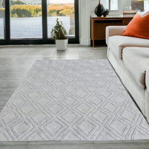 5' X 7' Gray Geometric Handmade Area Rug