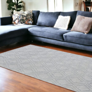 9' X 13' Gray Diamond Lattice Modern Area Rug