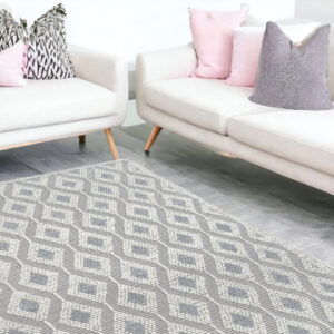 6' X 9' Gray and Ivory Geometric Handmade Area Rug