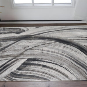 3' X 5' Gray and Ivory Abstract Area Rug