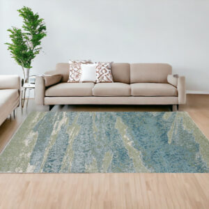10' X 13' Blue And Green Abstract Area Rug