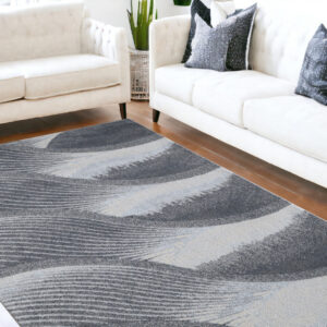 7' X 10' Blue and Gray Abstract Area Rug
