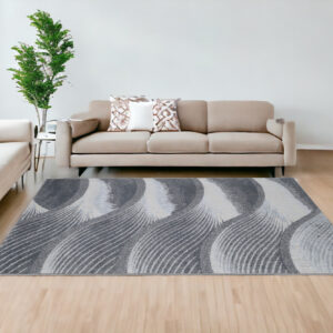 8' X 11' Blue and Gray Abstract Area Rug