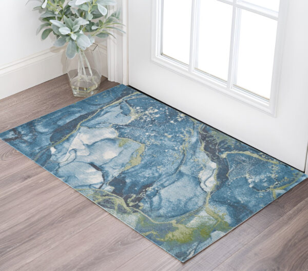 3' X 5' Teal Blue Abstract Area Rug