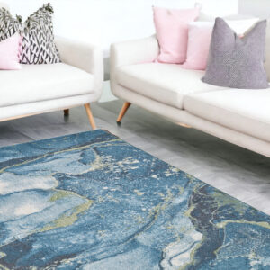 7' X 10' Teal Blue Abstract Area Rug