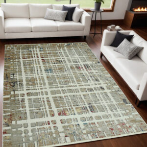 5' X 8' Ivory Abstract Area Rug