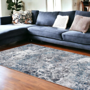 8' X 10' Blue and Gray Abstract Area Rug