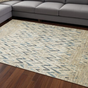 8' X 11' Ivory Chevron Area Rug