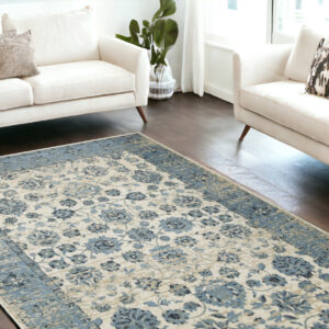 8' X 11' Ivory Oriental Area Rug