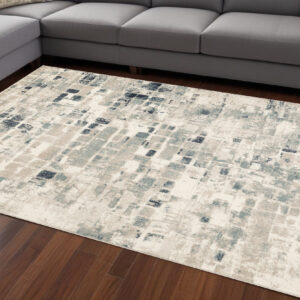 8' X 11' Blue and Beige Abstract Area Rug
