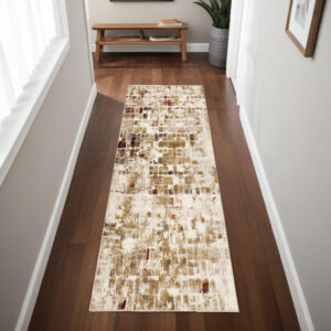 8' Natural Abstract Runner Rug