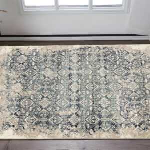 3' X 5' Ivory and Blue Oriental Area Rug