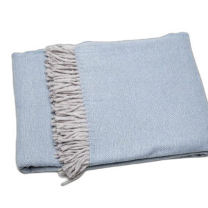 Sky Blue Mini Dot Fringed Throw Blanket