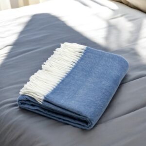 50" X 60" Denim Blue Woven Herringbone Plush Throw Blanket