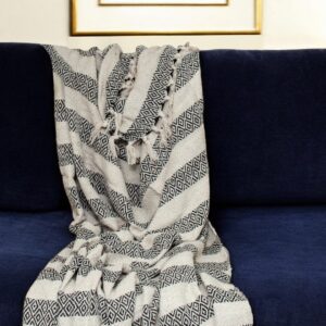 Black and Beige Diamond Weave Soft Cotton Handloom Throw