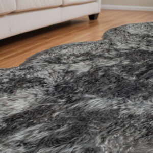 5' X 6' Grey Wool Sheepskin Handmade Area Rug