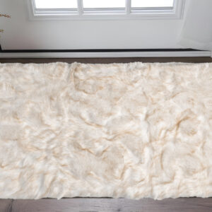 3' X 5' Ombre Tan Faux Fur Washable Non Skid Area Rug