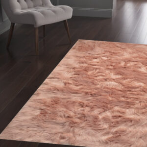 3' X 5' Dusty Rose Faux Fur Non Skid Area Rug