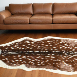 5' X 8' Off White And Brown Faux Cowhide Tufted Washable Non Skid Area Rug
