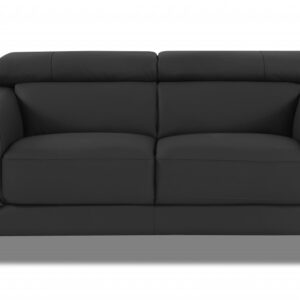 75" Gray And Silver Italian Leather Loveseat