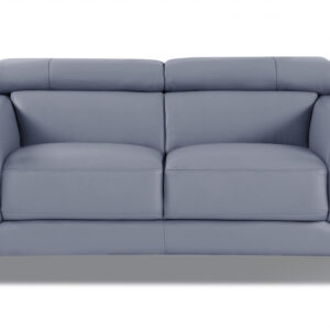 75" Light Blue And Black Italian Leather Loveseat