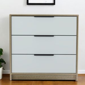 28" Brown And White Three Drawer Dresser