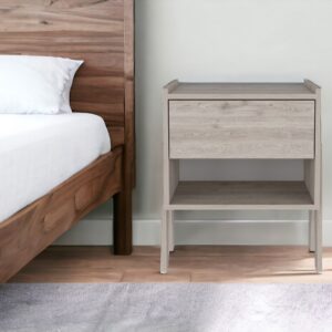 22" Light Gray Wood One Drawer Nightstand
