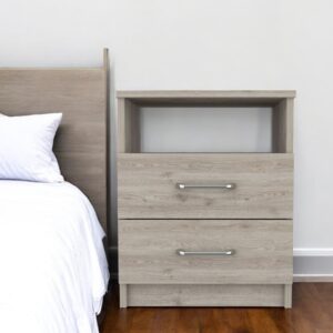 20" Light Gray Wood Two Drawer Nightstand