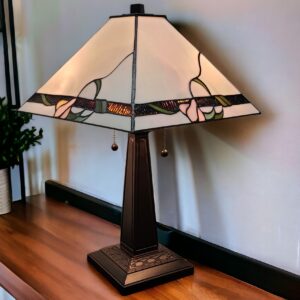 22" Dark Brown Metal Two Light Candlestick Table Lamp With Ivory Shade