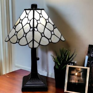 15" Dark Brown Metal Candlestick Table Lamp With White Empire Shade