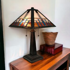 22" Dark Brown Metal Two Light Candlestick Table Lamp With Off White Empire Shade