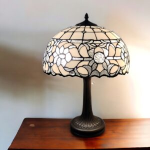 23" Dark Brown Metal Two Light Candlestick Table Lamp With White Shade
