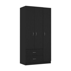 71" Black Manufactured Wood Two Drawer Combo Dresser