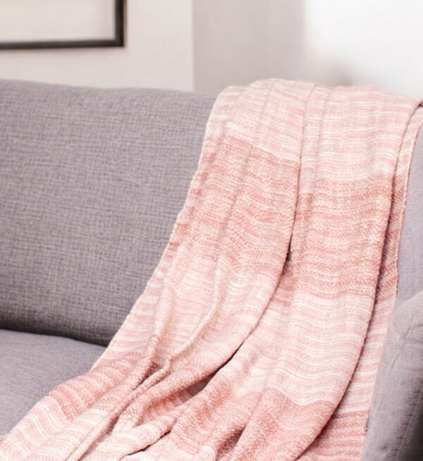 52" X 67" Beige Woven Acrylic Throw Blanket
