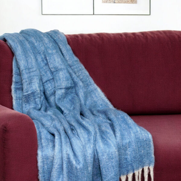 52" X 67" Blue Woven Acrylic Throw Blanket
