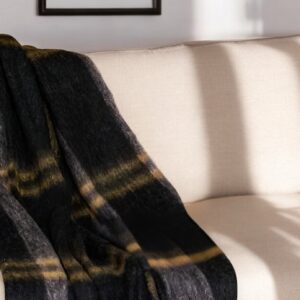 52" X 67" Yellow and Black Woven Acrylic Throw Blanket