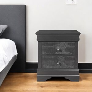 24" Gray Wood Shagreen Two Drawer Nightstand