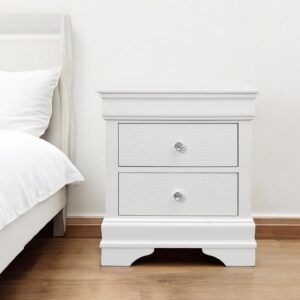 24" White Wood Shagreen Two Drawer Nightstand