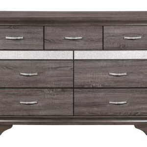 62" Grey Solid Wood Nine Drawer Double Dresser