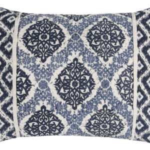 Blue And Ivory Damask King Quilt