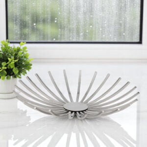 Shiny Silver Open Spike Centerpiece Bowl