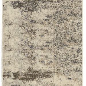 2' X 6' Ivory And Grey Abstract Power Loom Non Skid Runner Rug