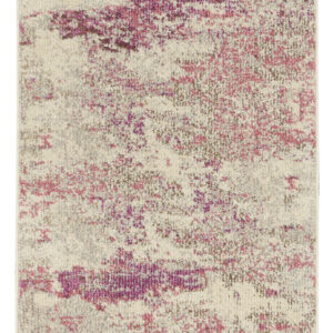2' X 6' Ivory And Pink Abstract Power Loom Non Skid Runner Rug
