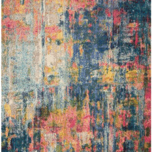 5' X 7' Blue And Yellow Abstract Power Loom Non Skid Area Rug