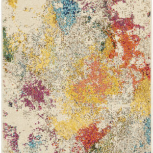 2' X 4' Ivory Abstract Power Loom Non Skid Area Rug