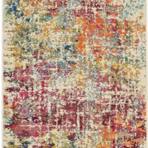 2' X 4' Pink Abstract Power Loom Distressed Non Skid Area Rug