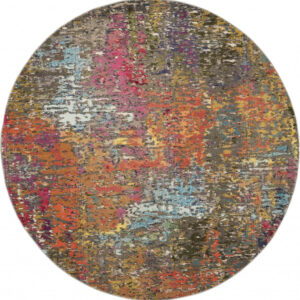 4' Sunset Abstract Round Rug