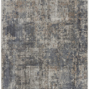 3' X 5' Blue And Beige Abstract Power Loom Distressed Non Skid Area Rug