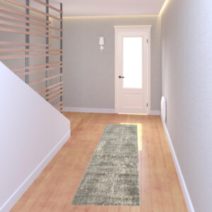 2' X 8' Beige And Grey Abstract Power Loom Non Skid Runner Rug